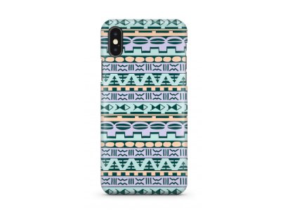 iPhone XS - Slim Case - Pistachio Blue Geometric Aztec Tribal Pattern