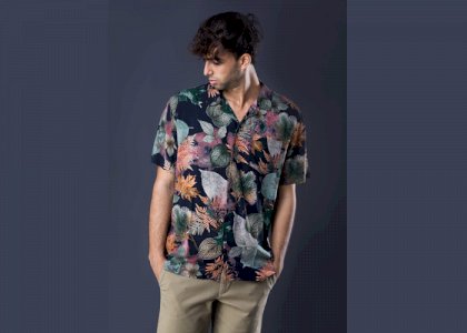 Printed Cuban Collar S/S Shirt