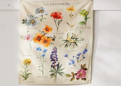 Botanical Wildflower Tapestry Wall Hanging Flower Reference Chart Hippie Bohemian Tapestries Colorful Psychedelic INS Home Decor