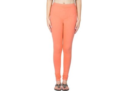 Lovely India Fashion Full Stretchable Solid Regular Shining Leggings for Women and Girls Colour Peach