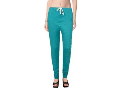 Lovely India Fashion Full Stretchable Solid Regular Shining Leggings for Women and Girls Colour Blue Green