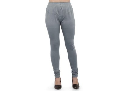 Lovely India Fashion Full Stretchable Solid Regular Shining Leggings for Women and Girls Colour Light Grey