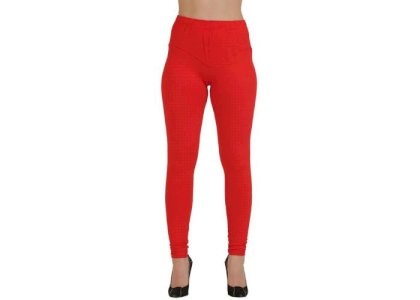 Lovely India Fashion Full Stretchable Solid Regular Shining Leggings for Women and Girls Colour Red