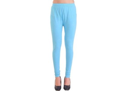 Lovely India Fashion Full Stretchable Solid Regular Shining Leggings for Women and Girls Colour Light Sky Blue