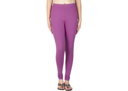 Lovely India Fashion Full Stretchable Solid Regular Shining Leggings for Women and Girls Colour Violet